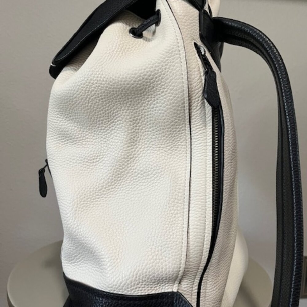 Coach Two-Tone Cream and Black Leather Backpack - Picture 6 of 14